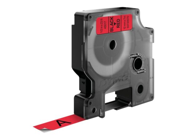 DYMO D1 STANDARD LABELS BLACK/RED 1/2" X 23'